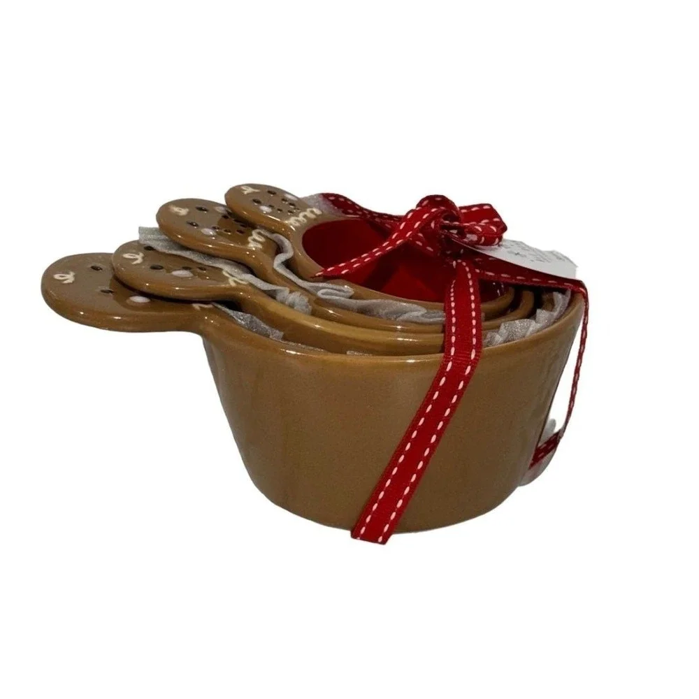 Rae Dunn Artisan Gingerbread Measuring Cups Set of 4- Holiday‎ Christmas New